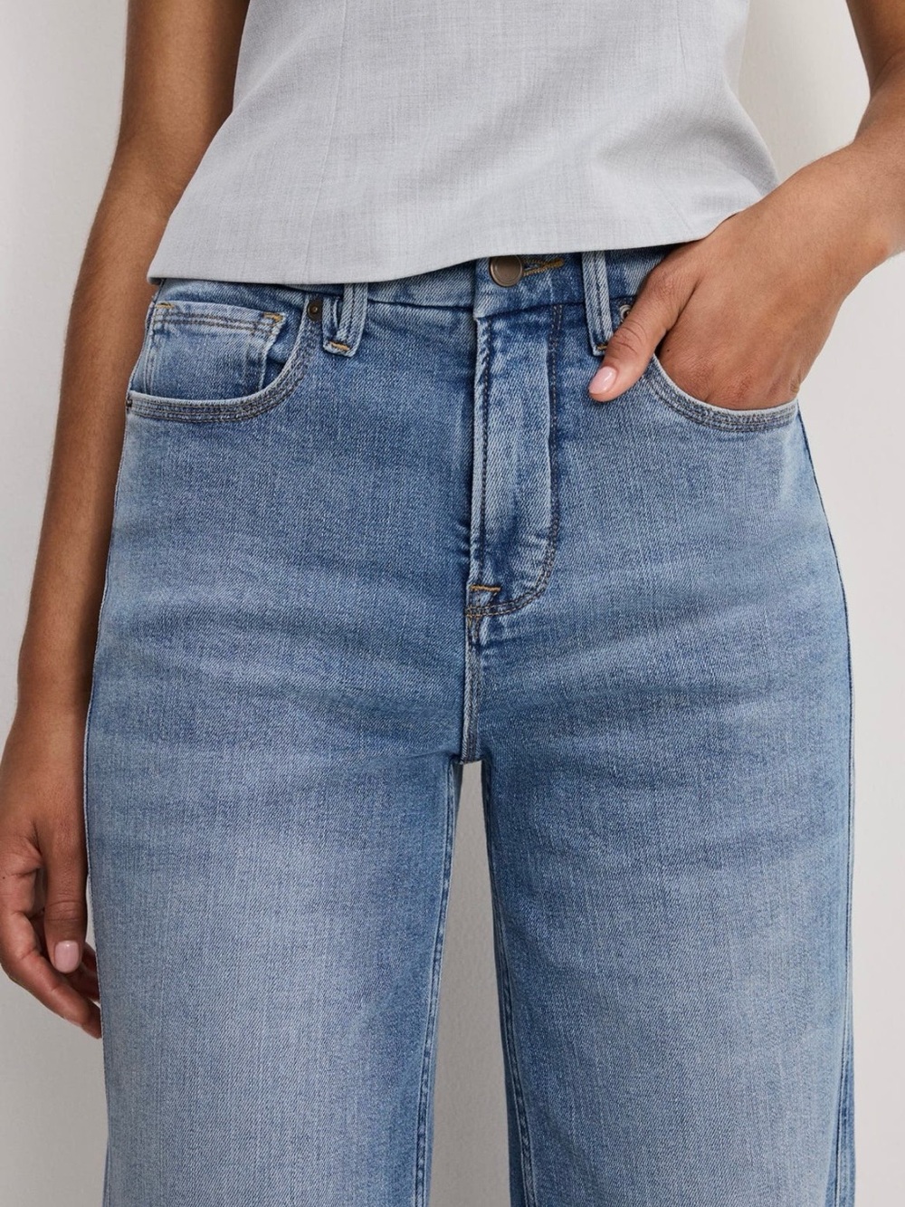 Good American Women's Good Skate Petite High Rise Wide Leg Jeans Size 29 Indigo - Picture 13 of 13